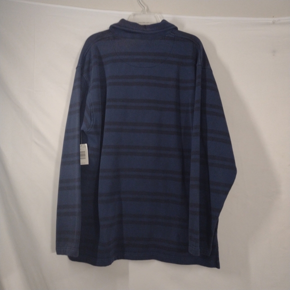 World Island - Blue & Black - Horizontal Striped - Long Sleeve Polo Men's XL NWT - Picture 9 of 11
